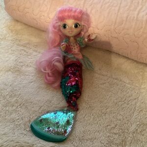 Mermaid Doll with Pink Hair and Sequin Tail